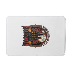Haunted House Halloween Vintage Engraving Spooky N Bath Mat