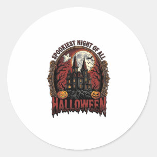 Haunted House Halloween Vintage Engraving Spooky N Classic Round Sticker