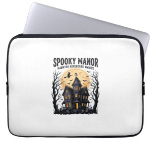 Haunted House Halloween Vintage Engraving Spooky N Laptop Sleeve