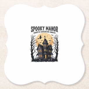 Haunted House Halloween Vintage Engraving Spooky N Paper Coaster