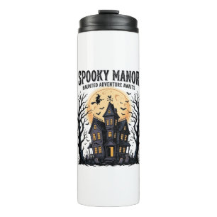 Haunted House Halloween Vintage Engraving Spooky N Thermal Tumbler