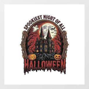 Haunted House Halloween Vintage Engraving Spooky N Window Cling