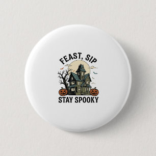 Haunted House Halloween Vintage Engraving Spooky S 6 Cm Round Badge