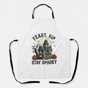 Haunted House Halloween Vintage Engraving Spooky S Apron