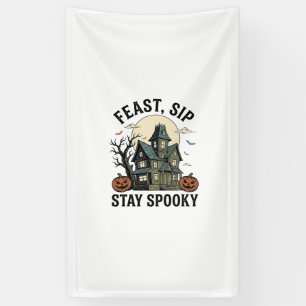 Haunted House Halloween Vintage Engraving Spooky S Banner