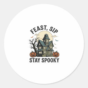 Haunted House Halloween Vintage Engraving Spooky S Classic Round Sticker