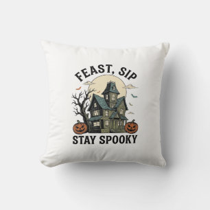 Haunted House Halloween Vintage Engraving Spooky S Cushion