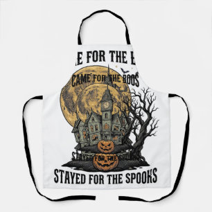 Haunted House Halloween Vintage Engraving Spooky T Apron