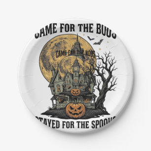 Haunted House Halloween Vintage Engraving Spooky T Paper Plate
