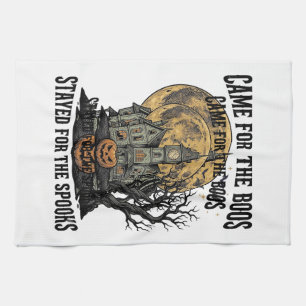Haunted House Halloween Vintage Engraving Spooky T Tea Towel