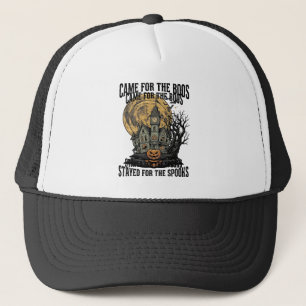 Haunted House Halloween Vintage Engraving Spooky T Trucker Hat