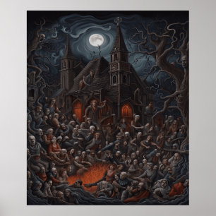 Haunted House Halloween Zombie Get Together Poster