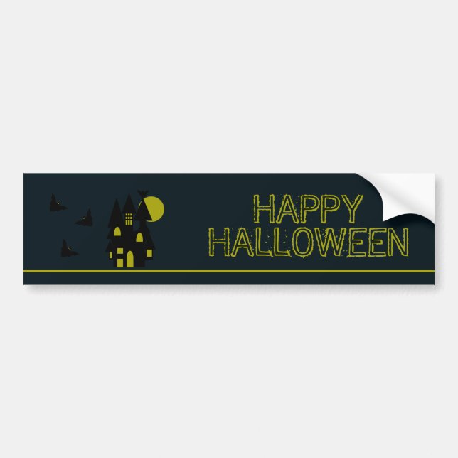 Haunted House, Happy Halloween Bumper Sticker (Front)