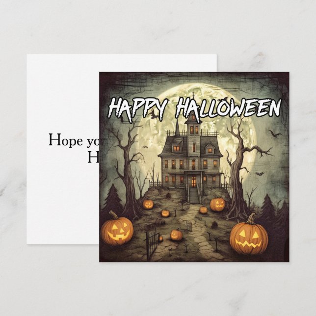 Haunted House | Happy Halloween Card (Front/Back)