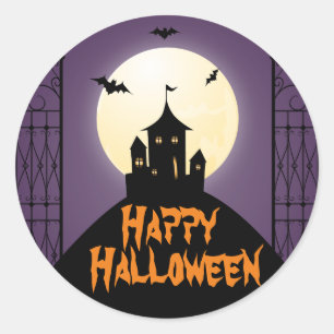 Haunted House Happy Halloween Classic Round Sticker