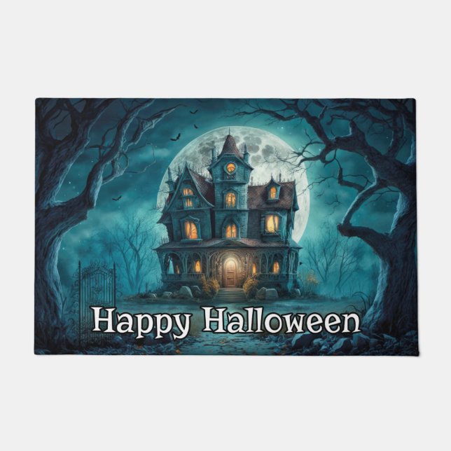 Haunted House | Happy Halloween Doormat (Front)