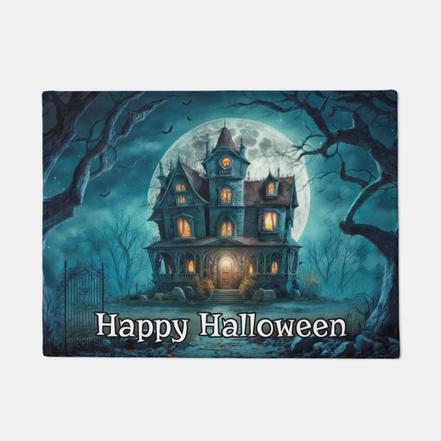Haunted House | Happy Halloween Doormat (Front)