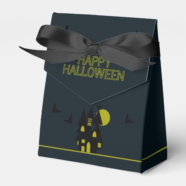 Haunted House, Happy Halloween Favour Box (Front Side)
