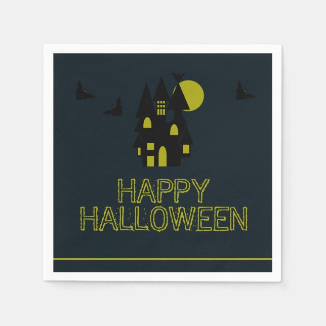 Haunted House, Happy Halloween  Napkin (Front)