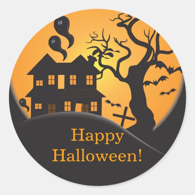 Haunted house Happy Halloween Sticker (Front)
