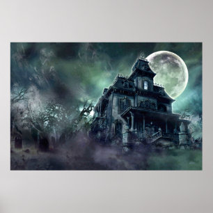 Haunted House Horror Poster – Ghostly Mansion