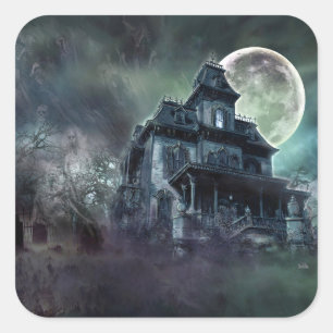 Haunted House Horror Sticker – Ghostly Mansion