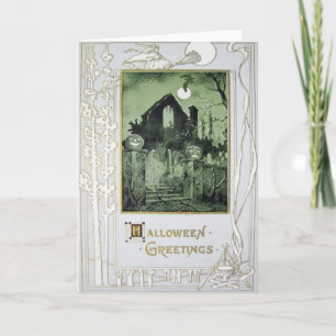 Haunted House Jack O' Lantern Ghost Bat Card