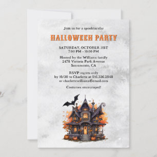 Haunted House Jack O’Lantern Halloween Party Invitation