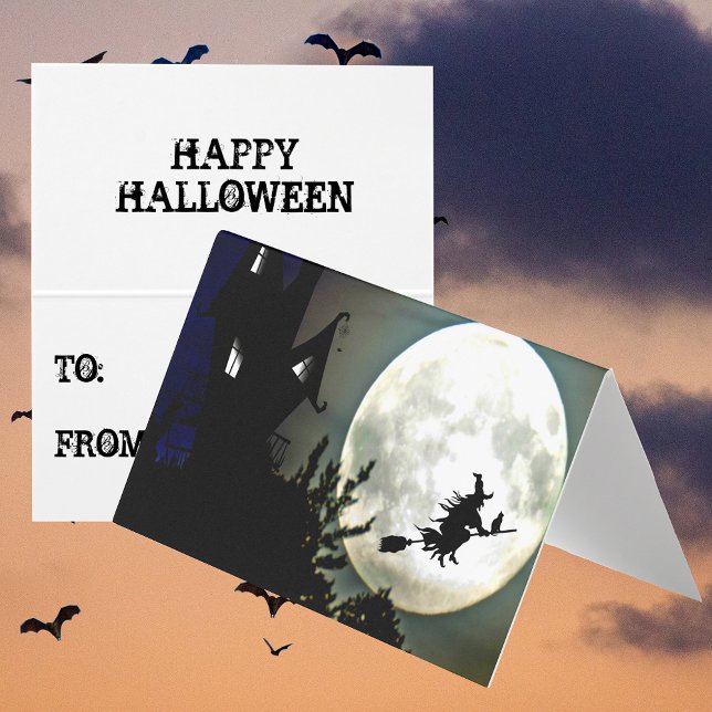 Haunted House Moon Witch Classroom Exchange Card (Haunted House Moon Witch Classroom Exchange Card)