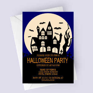 Haunted House on a Hill Halloween Party Invitation