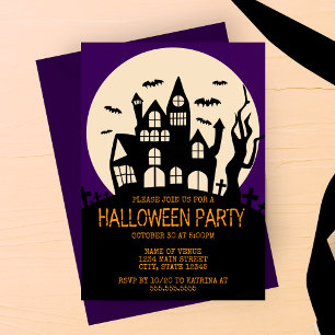 Haunted House on a Hill Halloween Party Invitation