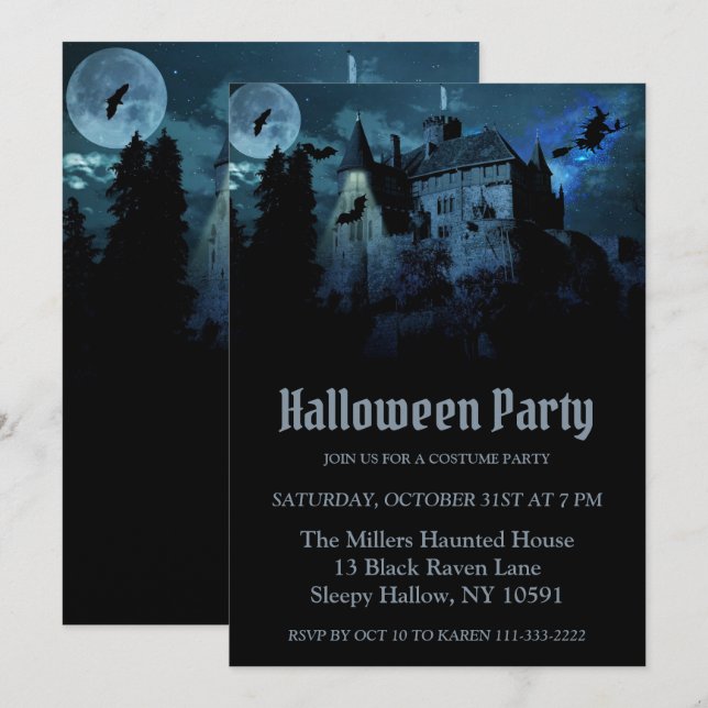 Haunted House on a Hill Invitation (Front/Back)