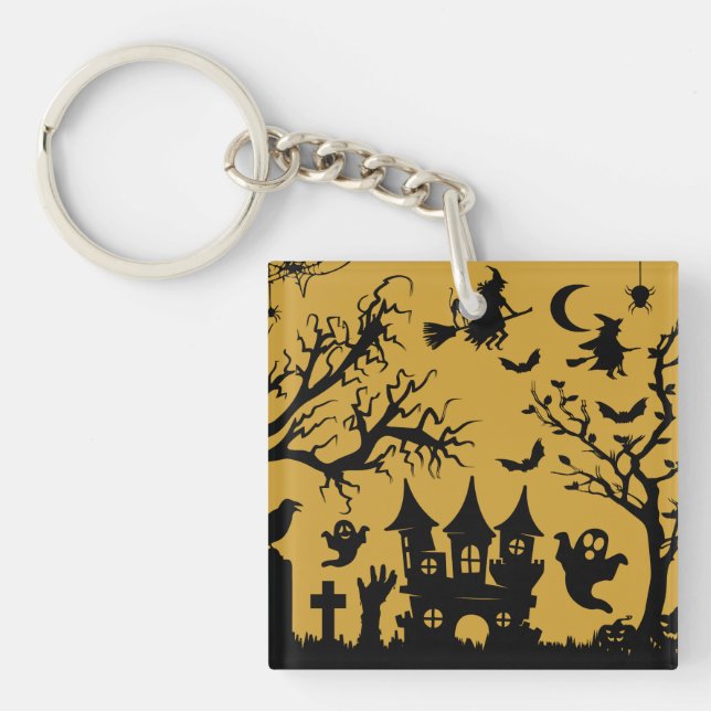 Haunted House  Paper Bowls Key Ring (Front)