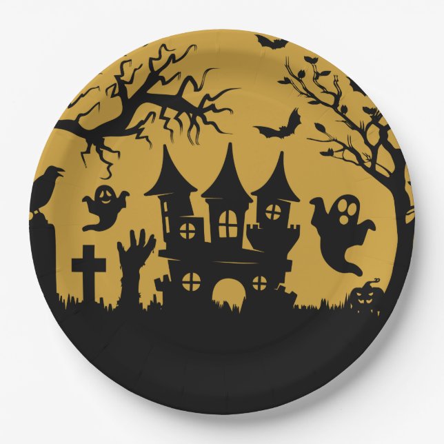 Haunted House   Paper Plate (Front)