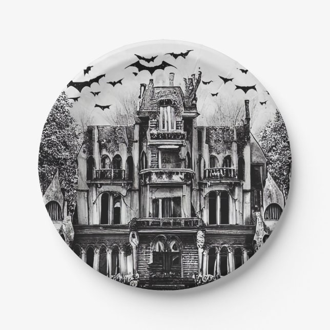 Haunted House Paper Plate (Front)