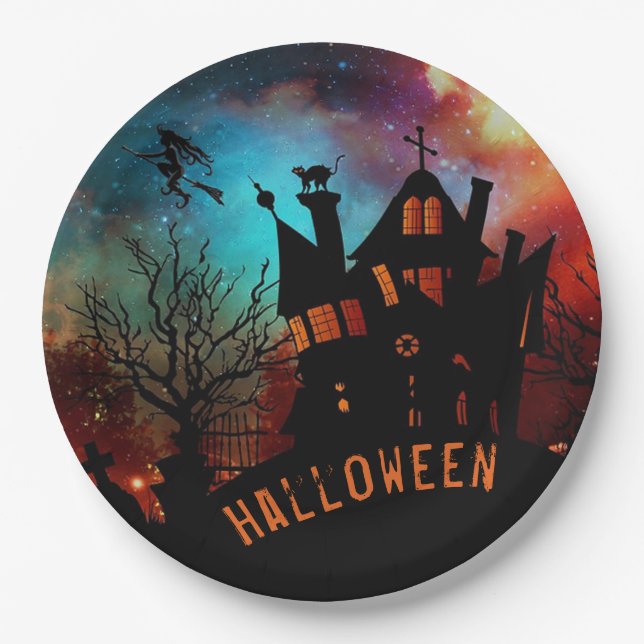 Haunted House Paper Plate (Front)