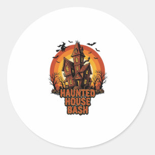 Haunted House Party Vintage Engraving Halloween De Classic Round Sticker
