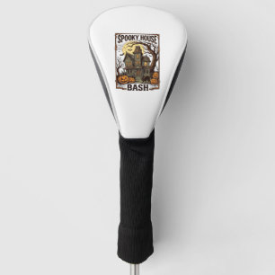 Haunted House Party Vintage Engraving Halloween De Golf Head Cover