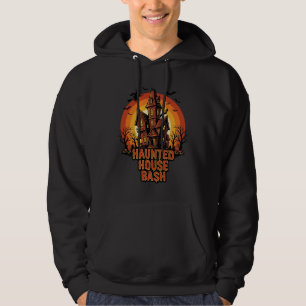 Haunted House Party Vintage Engraving Halloween De Hoodie