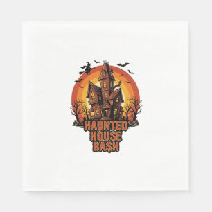 Haunted House Party Vintage Engraving Halloween De Napkin