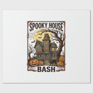 Haunted House Party Vintage Engraving Halloween De Wrapping Paper