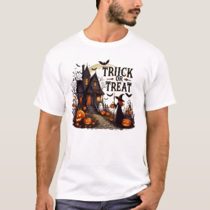Haunted house path filled with pumpkins and ghosts T-Shirt