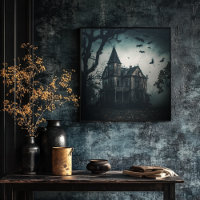Haunted House Poster - Halloween Spooky Print
