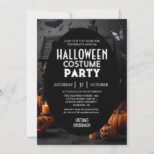 Haunted House Pumpkin Halloween Costumes Party Invitation