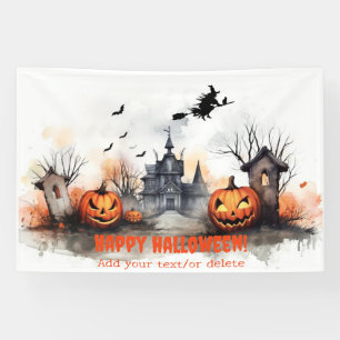 Haunted House pumpkin witch Banner