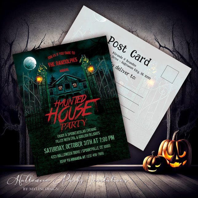 Haunted House Pumpkins Full Moon Halloween Invite (Creator Uploaded)