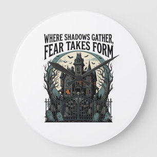 Haunted House Quote Shirt Vintage Gothic Cemetery Large Clock