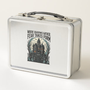 Haunted House Quote Shirt Vintage Gothic Cemetery Metal Lunch Box