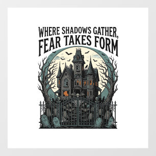 Haunted House Quote Shirt Vintage Gothic Cemetery Window Cling