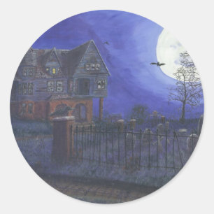 Haunted House Round Sticker
